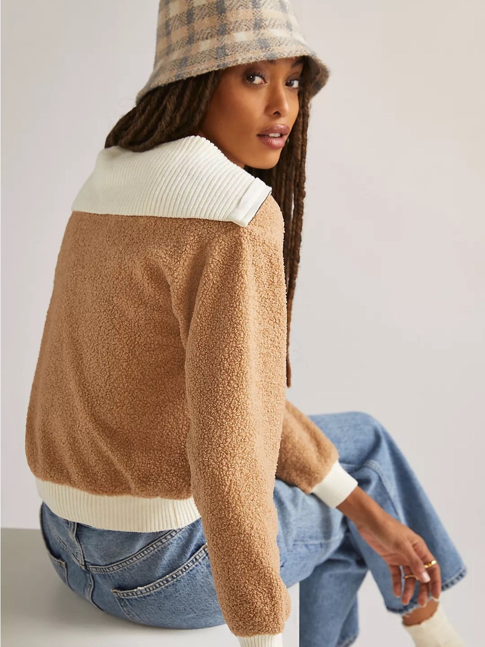 Anthropologie Dolan Left Coast Sherpa Quarter-Zip Jumper - Picture 3 of 7